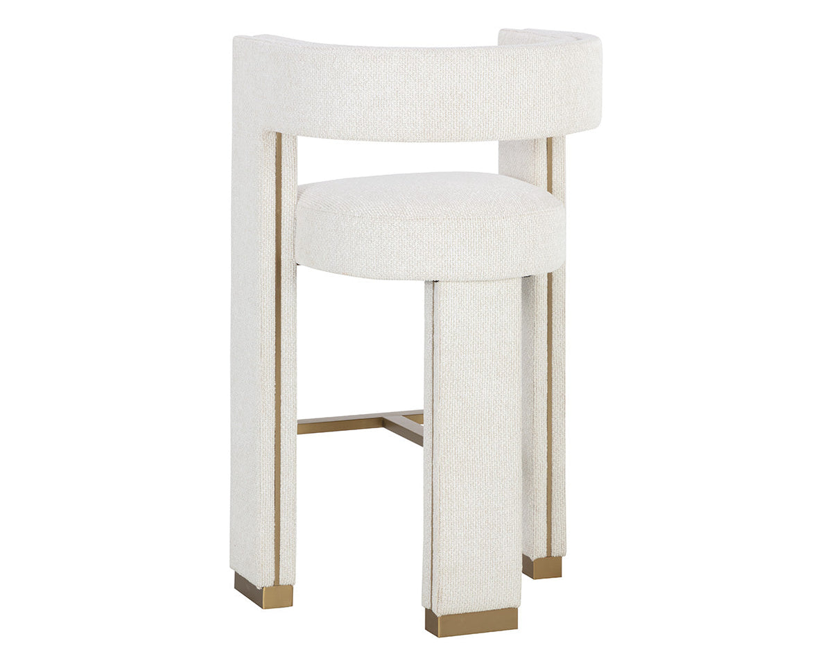 Adamina Light Barley Performance Fabric & Gold Bar Stool