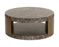 Cavette Dark Emperador Faux Marble & Brass Coffee Table - Indoor/Outdoor