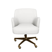 Karina White Boucle & Gold Curved Desk Chair