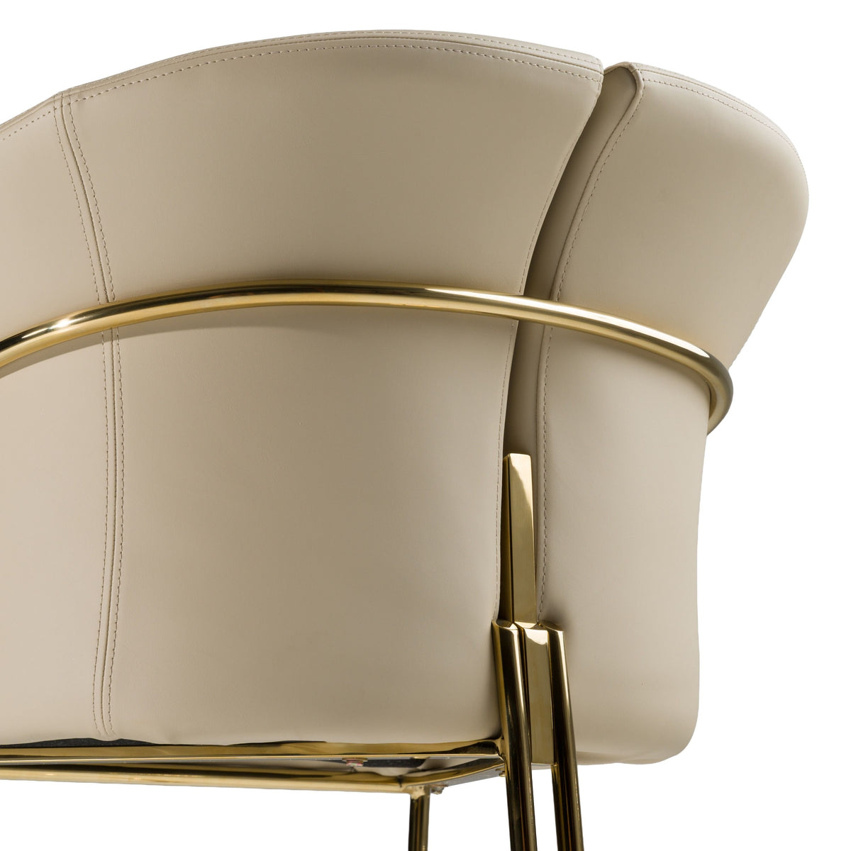 Corita Beige Vegan Leather + Champagne Gold Dining Chair