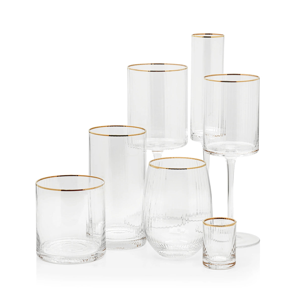 Optic Rocks Glass with Gold Rim - Set of 12