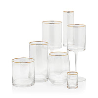 Optic Rocks Glass with Gold Rim - Set of 12