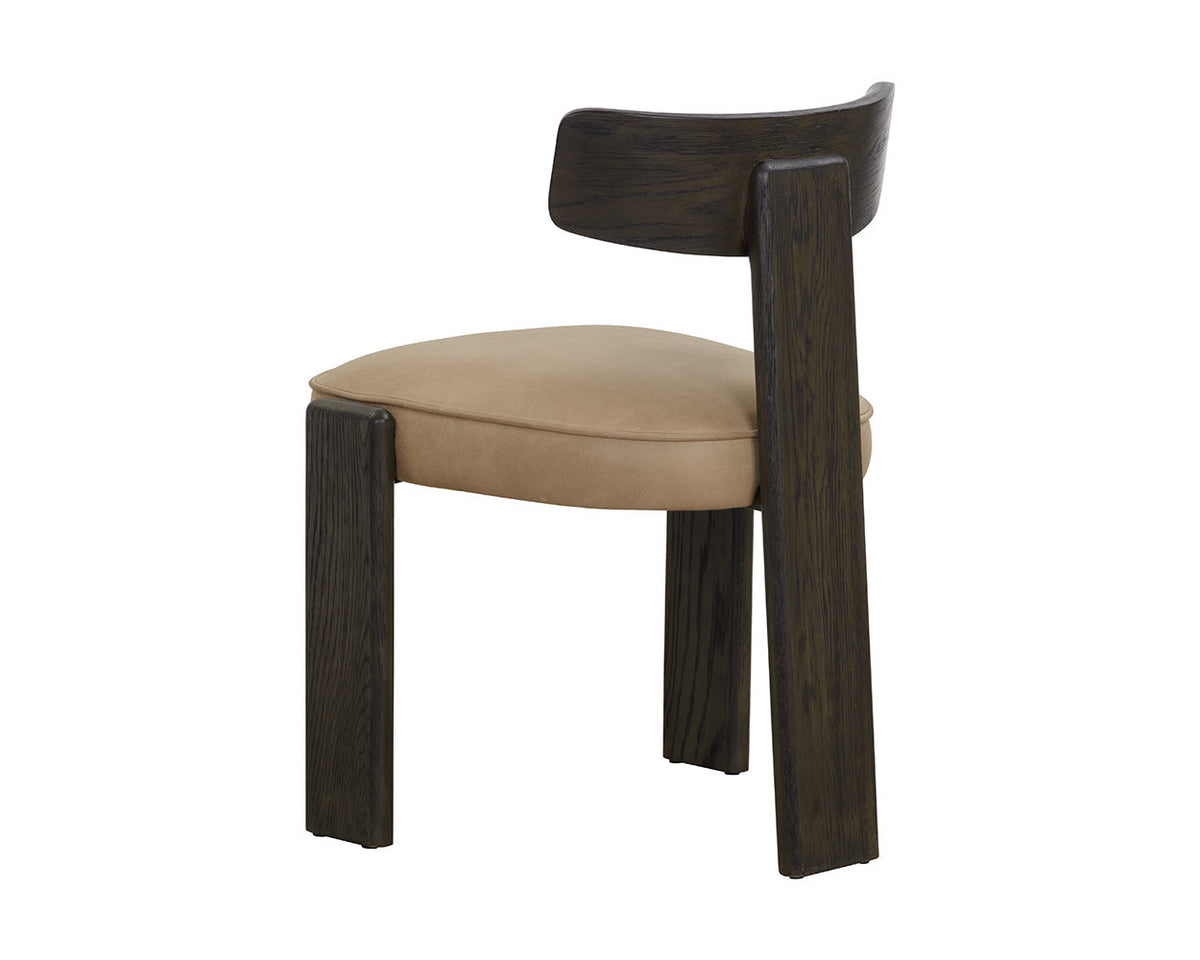 Horton Dark Brown Oak & Sahara Sand Leather Dining Chair (Set of 2)