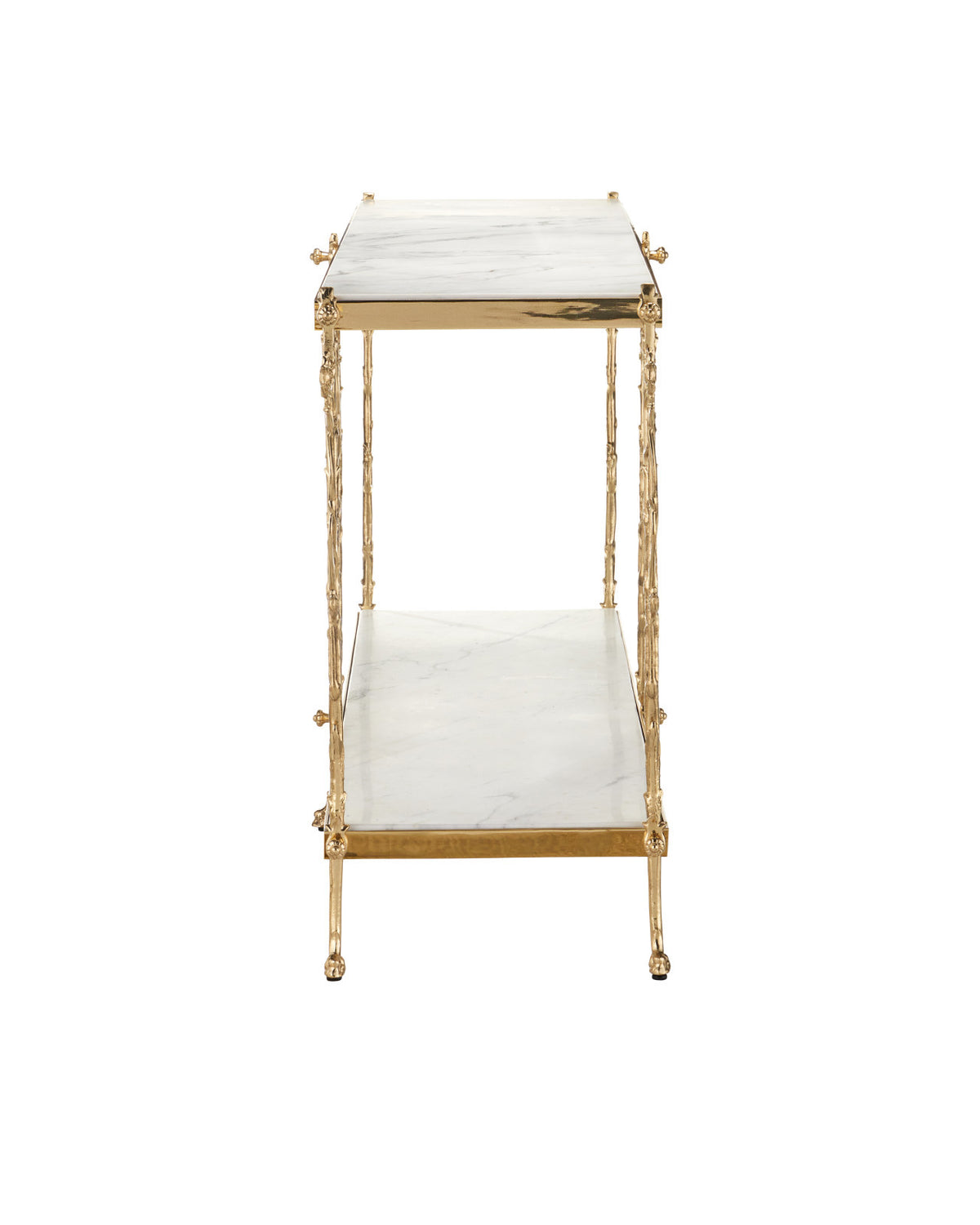 Fiore 72" White Marble & Polished Brass Console Table