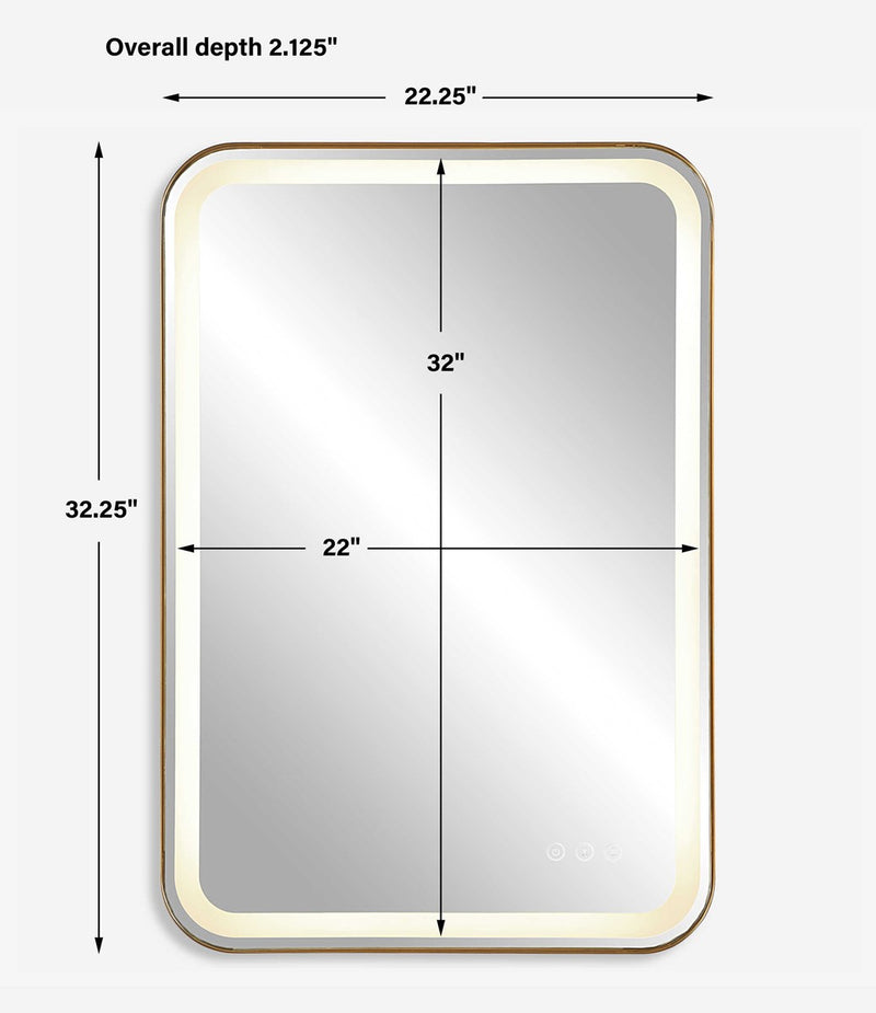 Miraze 32" Gold Lighted Vanity Rectangular Mirror