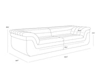 Bello 115" Mink Plush Channel Tufted Sofa