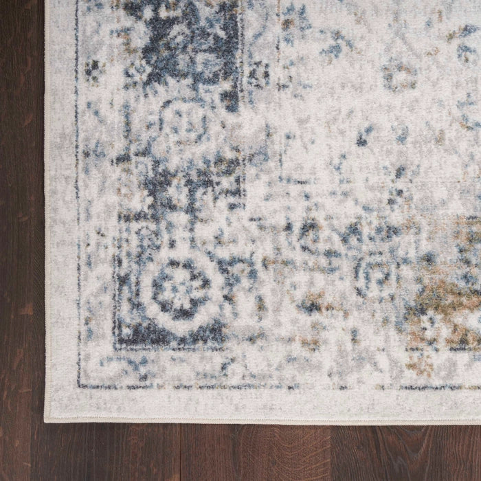 Pheobe Ivory & Blue Washable Area Rug