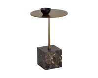 Meridia Antique Brass & Brown Emperador Marble Accent Table