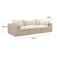 Cali 119.7" Natural Wicker Outdoor Modular Sofa