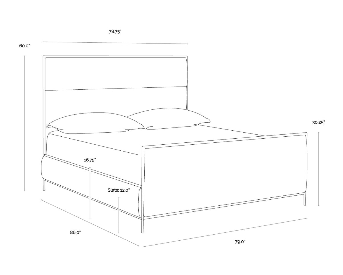 Yasmine Alabaster Performance Fabric & Antique Brass King Bed