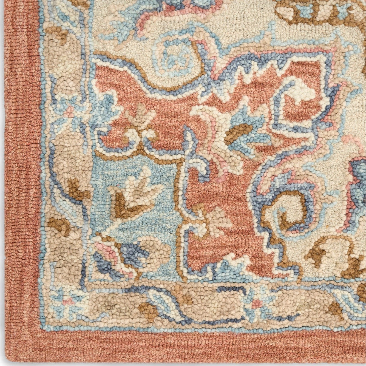 Goldie Rust Ivory Wool Persian Style Area Rug