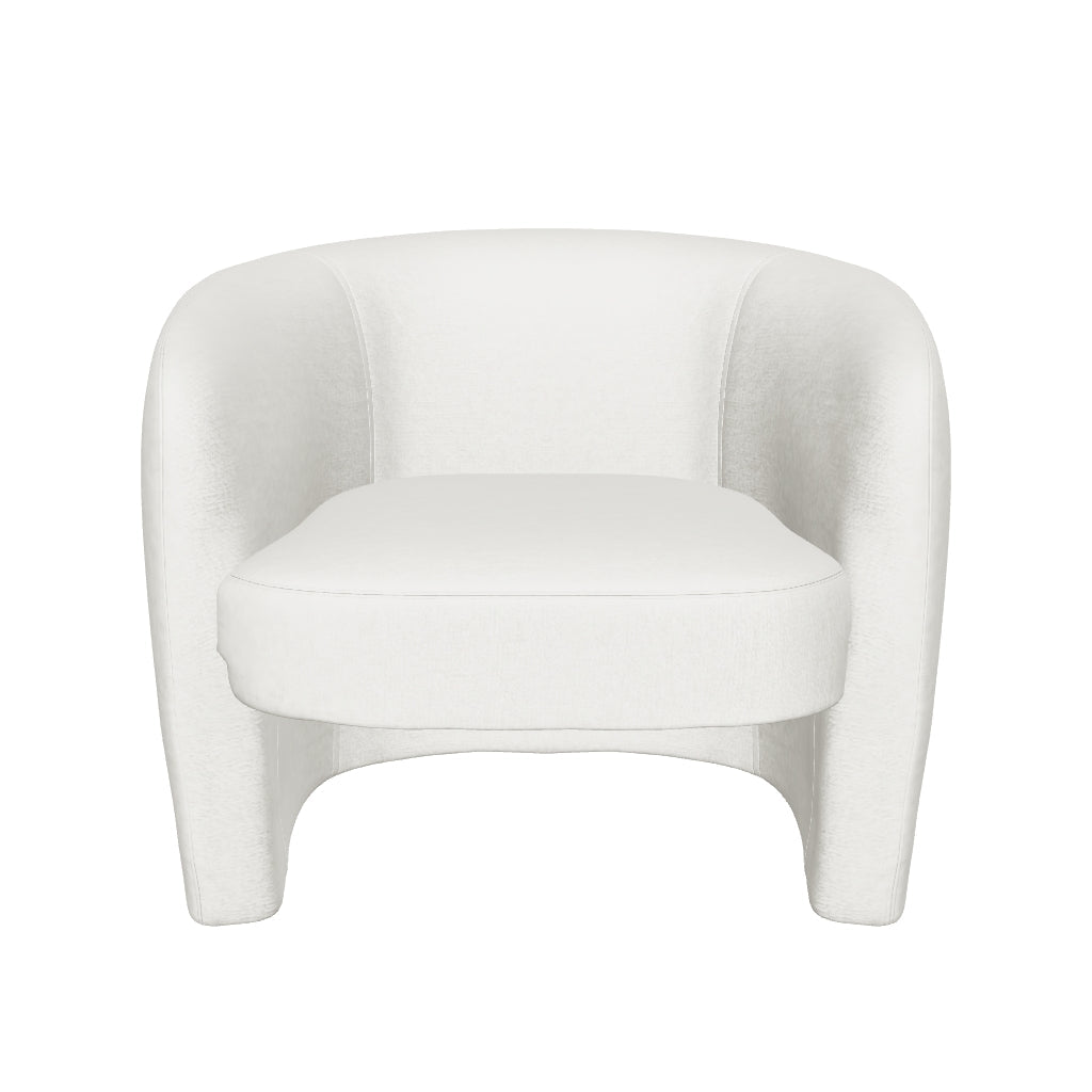 Mircea Ivory Plush Upholstered Curved Accent Chair