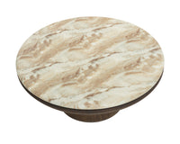 Orula 40" Faux Marble & Brown Oak Concrete Indoor/Outdoor Coffee Table