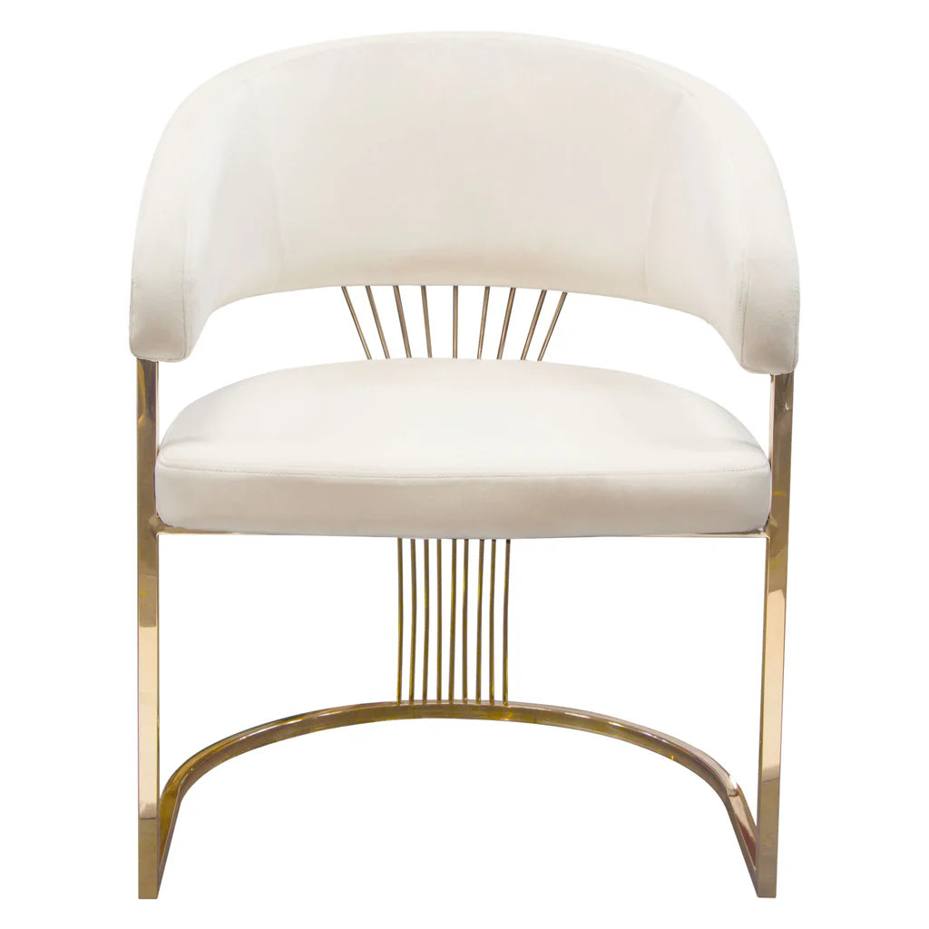 Adelpha Cream Velvet with Polished Gold Dining Chair