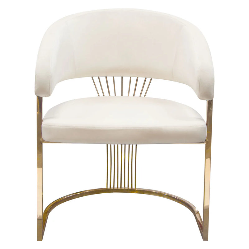 Adelpha Cream Velvet with Polished Gold Dining Chair