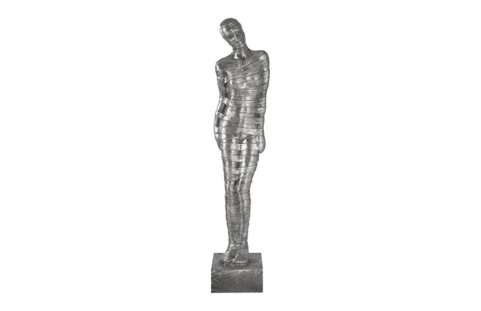 Ribboned Woman Sculpture Aluminum (Leaning Left)