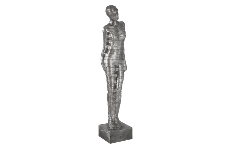 Ribboned Woman Sculpture Aluminum (Leaning Left)