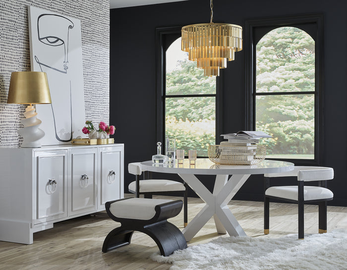 Ezra Espresso Oak & White Linen Chair