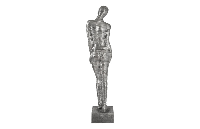 Ribboned Woman Sculpture Aluminum (Leaning Left)