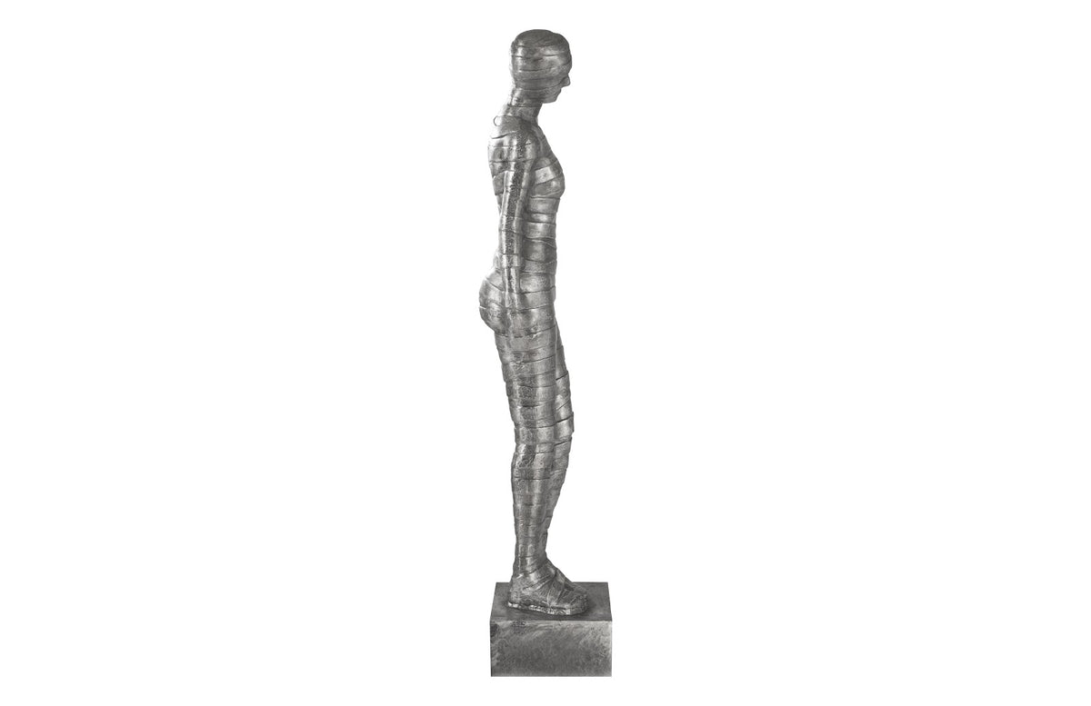 Ribboned Woman Sculpture Aluminum (Leaning Left)