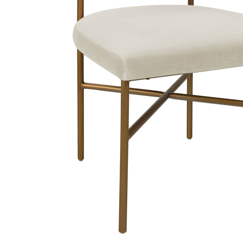 Kim Performance Cream Velvet With Gold Frame Chair - Luxury Living Collection