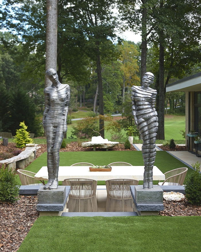 Ribboned Woman Sculpture Aluminum (Leaning Left)
