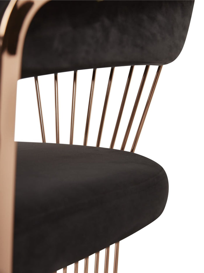 Adelpha Black Velvet and Rosegold Dining Chair