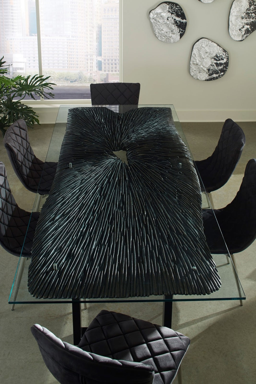 Michaela Charred Black Dining Table