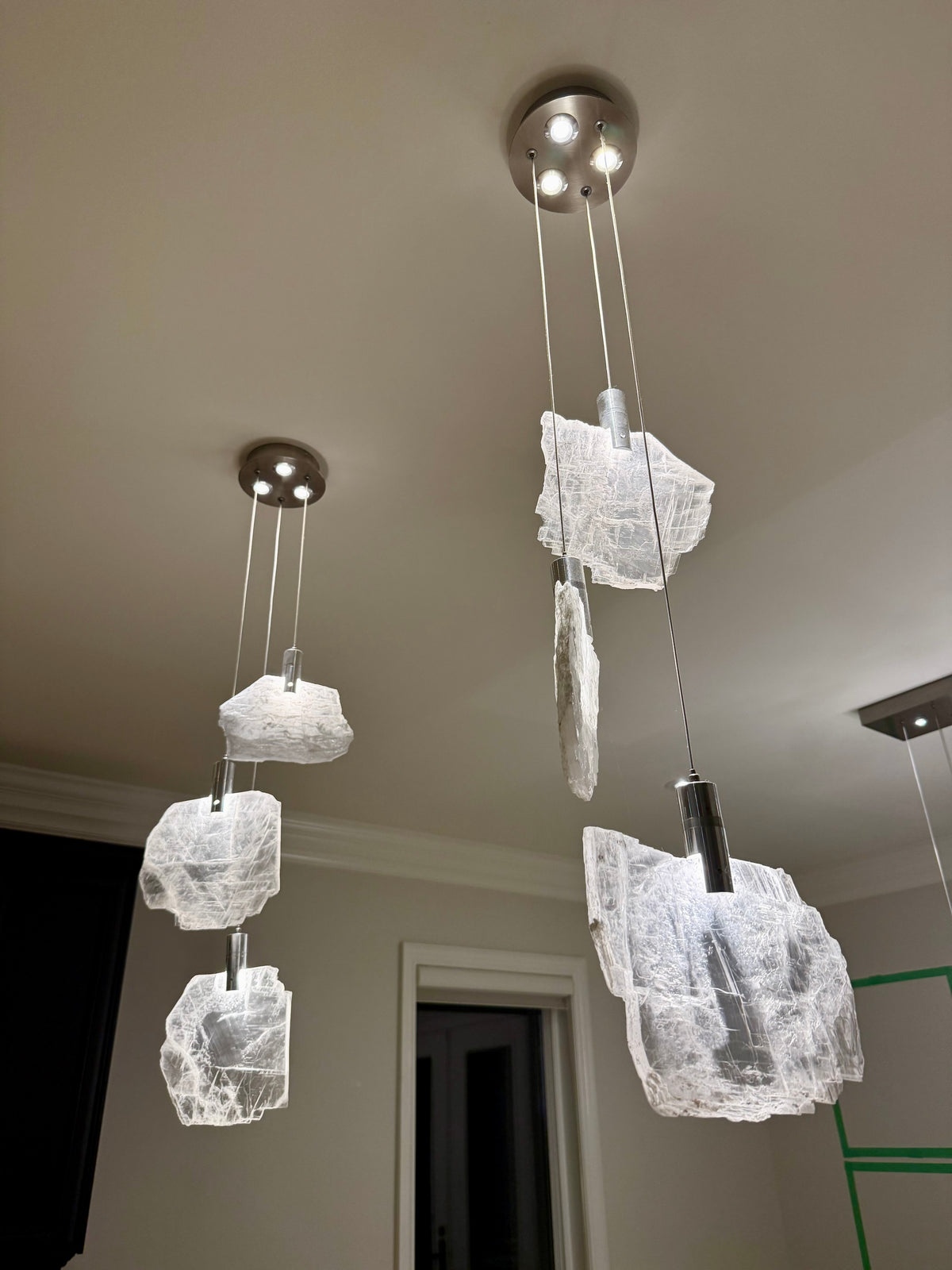 Yve Selenite Pane Six-Light Droplight Chandelier - Luxury Living Collection