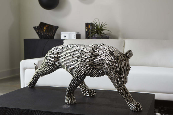 Panther Pipe Sculpture, Walking Stainless Steel Indoor/Outdoor (2 Sizes Available)