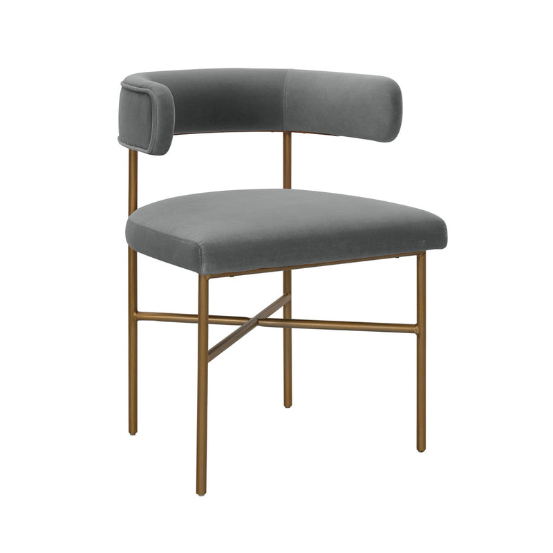 Kim Performance Grey Velvet With Gold Frame Chair - Luxury Living Collection