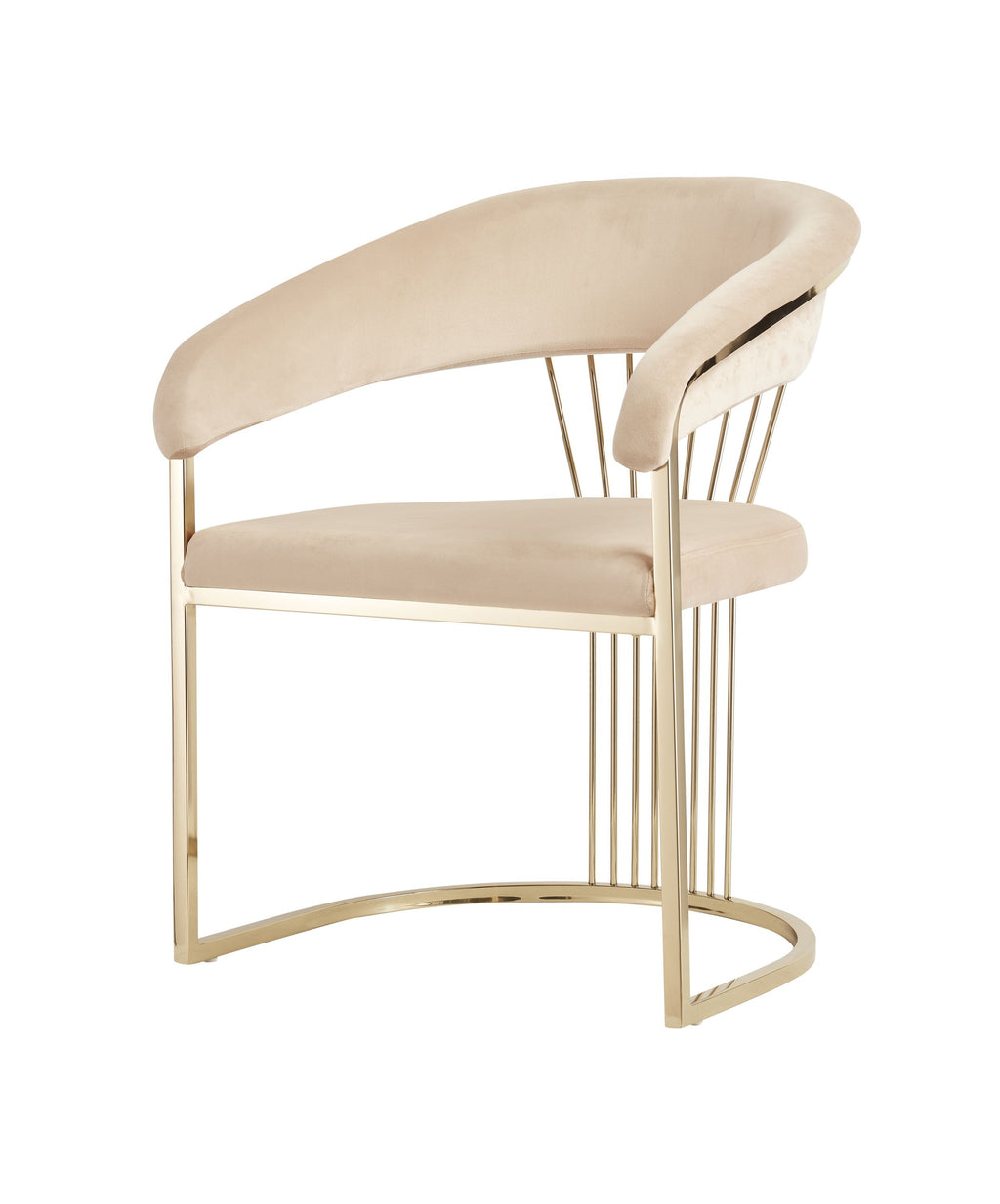 Adelpha Cream Velvet with Polished Gold Dining Chair (Small) - Luxury Living Collection