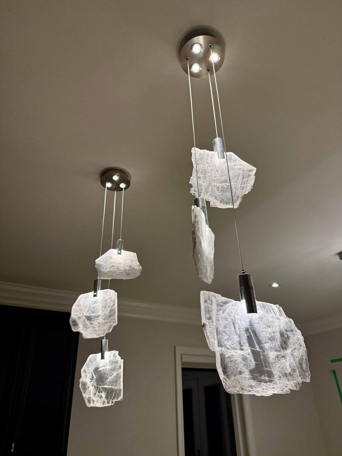 Yve Selenite Pane Six-Light Droplight Chandelier - Luxury Living Collection