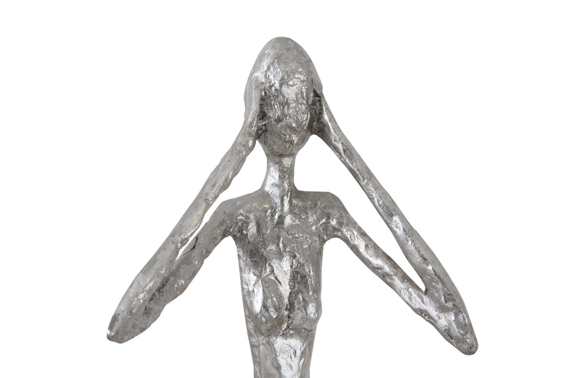 Hear No Evil Small Sculpture - Silver Leaf