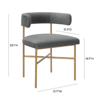 Kim Performance Grey Velvet With Gold Frame Chair - Luxury Living Collection