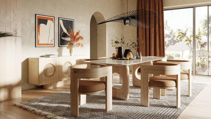 Etos Modern Natural Ash & Rust Fabric Dining Chair