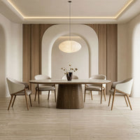 Claude Cream Fabric and Walnut Arm Dining Chair