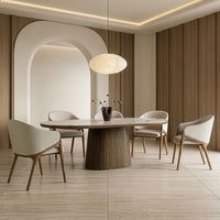 Claude Cream Fabric and Walnut Arm Dining Chair