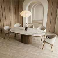 Claude Cream Fabric and Walnut Arm Dining Chair