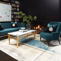 Channel Dragonfly Blue Velvet Accent Chair