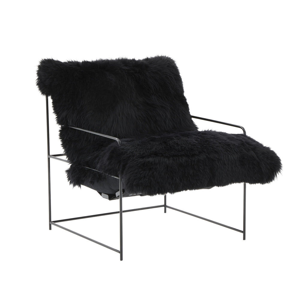 Kim Black Genuine Sheepskin Chair - Luxury Living Collection