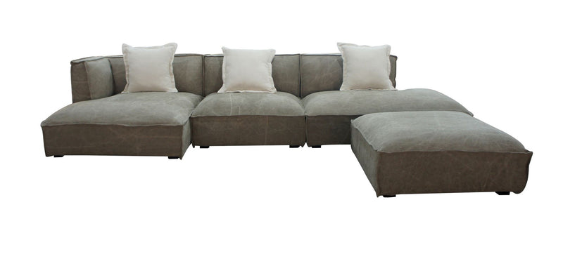 Shea Modern Beige Fabric Sectional Sofa + Ottoman