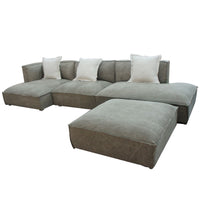 Shea Modern Beige Fabric Sectional Sofa + Ottoman