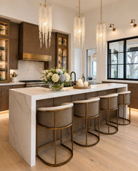 Chelsea White Performance Basket Weave & Gold Counter Stool