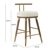 Heather Cream Velvet Counter Stool