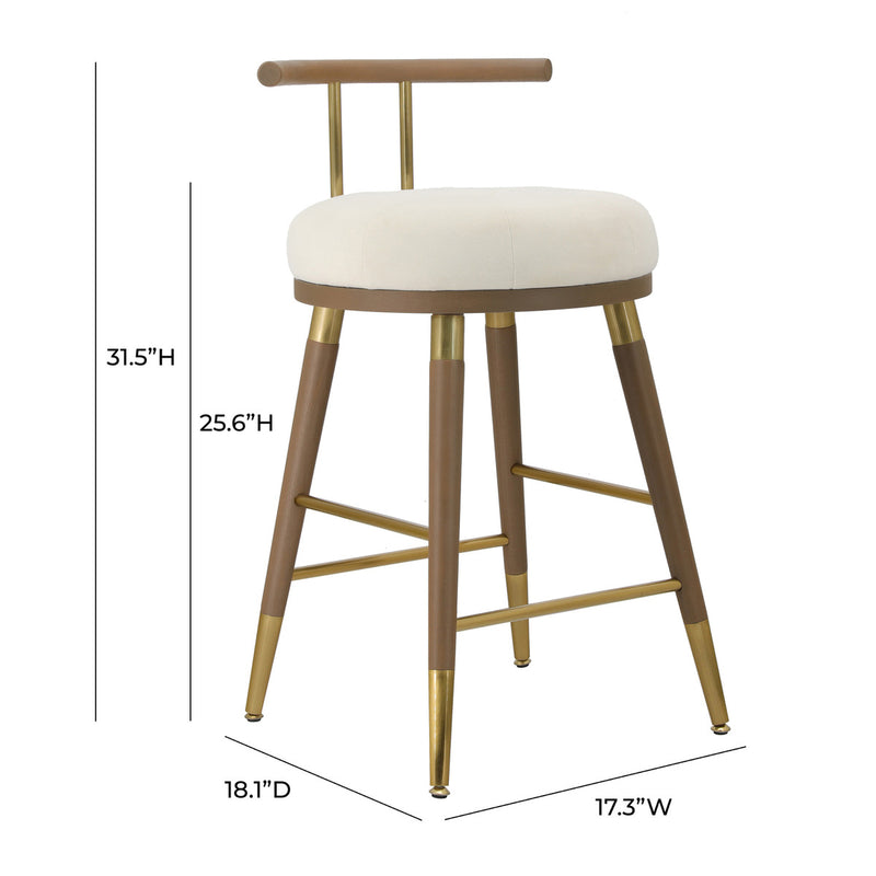 Heather Cream Velvet Counter Stool