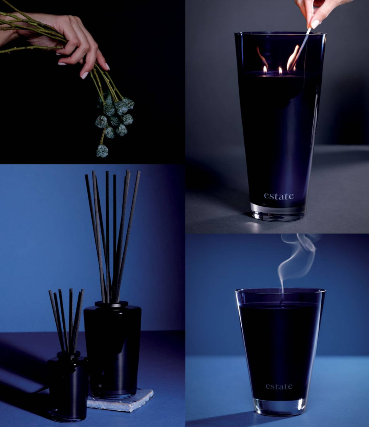 Estate Extra Large Candle - 288 oz Navy Blue/Agave (Set 0f 2)