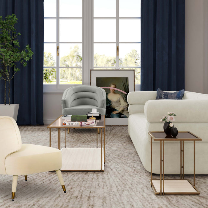 Eliva Cream Ash & Glass Coffee Table - Luxury Living Collection