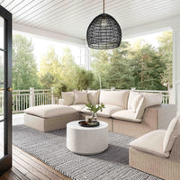Cali 119.7" Natural Wicker Outdoor Modular Sofa