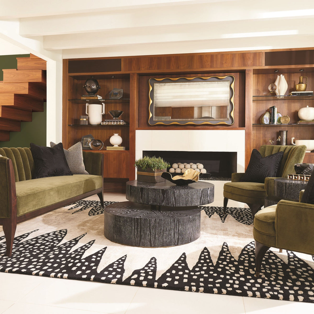 Channel Moss Green Velvet Accent  Chair